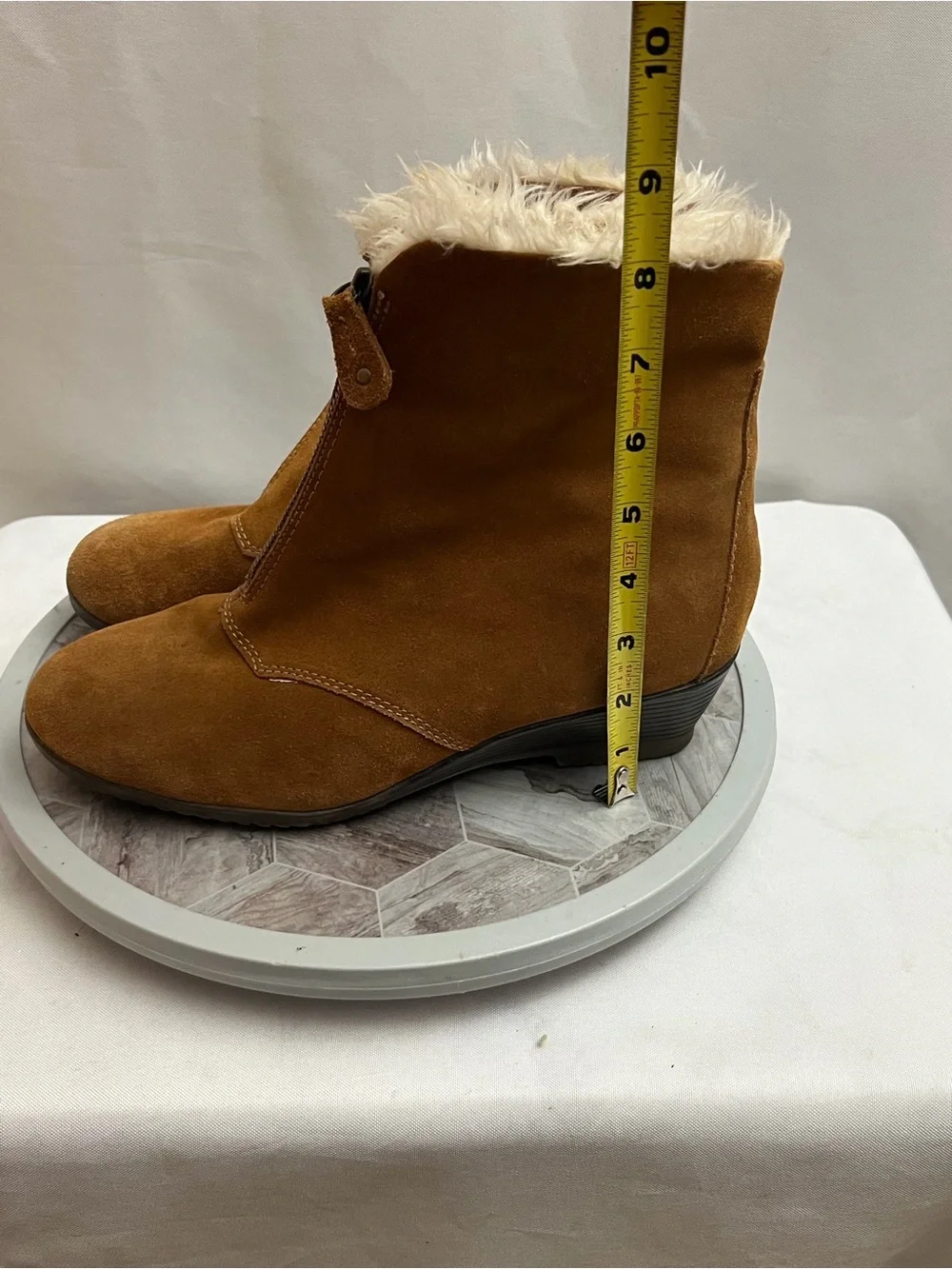 Sporto Women’s Brown Suede Faux Fur Lined Wedge Ankle Boots Size 8.5